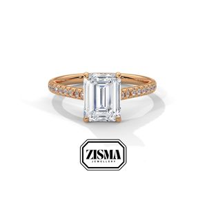 Timeless 14K Gold Pave Band Ring con 1,5 Quilates Emerald Lab Diamond IGI Certified Personalizable para regalos nupciales o de lujo - Product Image 2