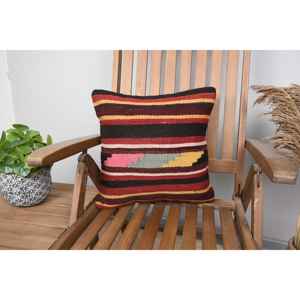 Multicolor Kilim Patchwork Wool Pillow 16x16 Inch Luxury Decorative Cushion Vintage <b>Fluffy</b> Leaves Pattern Portable <b>Bedding</b> - Product Image 1