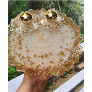 Plaque en résine exquise avec un idéal Ganesha en résine durable et des supports pour Diya, modèle Love Design SE-729 pour la Puja et la décoration de la maison - Product Image 5