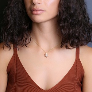 Collier pendentif de luxe en argent sterling 925 fait main en Turquie avec pierre de zircon et motif floral unique, bijoux de fiançailles et de mariage - Product Image 2