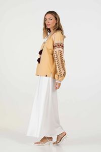 Nouveau chemisier femme chemises 2025 automne décontracté Vintage tissé à manches courtes été hiver blanc bleu - Product Image 4