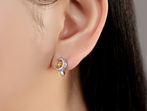 ต่างหูเงินแท้ S925 ดีไซน์หรูหราทันสมัย รูปดาวและพระจันทร์สองสี สไตล์ยุโรปและอเมริกา สำหรับผู้หญิง - Product Image 5