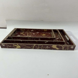 Bandeja grande de madera marroquí ecológica elegante con asa bandeja de servicio de almacenamiento personalizada para uso doméstico café té frutas platos de comida - Product Image 2