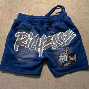 Short bouffant à cordon de serrage streetwear shorts de survêtement en coton lavé à l'acide délavé au soleil pour hommes - Product Image 4