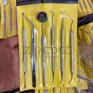Juego de herramientas preparadas para dentista Dental de acero inoxidable, 6 uds., instrumentos, pinzas, escalador, espejo, limpieza de dientes, Etiqueta Privada - Product Image 6