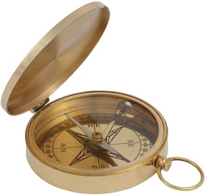 Handmade Brass Antique <b>Compass</b> with Leather Case <b>Vintage</b> Reproduction Direction Finder Flat Pocket <b>Compass</b> Available for sale - Product Image 2