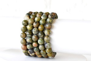 Hot Selling Green Color Ocean Jasper Hand Polished 8mm Round Natural <b>Crystal</b> Beaded Healing <b>Bracelet</b> for Meditation Jewelry - Product Image 5