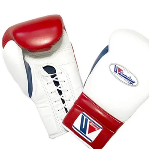 Winning <b>Lace</b> Up Boxing Gloves <b>White</b> Navy Red Premium Leather Professional Boxing Gloves Fight Training Sparring 8oz 10oz 12oz - Product Image 2