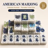 Set Mahjong Asetat yang Dapat Disesuaikan, Ubin Mini 2.3cm, Kotak Hadiah Premium Portabel, Logo/OEM Kustom, Set Mahjong untuk Pesta