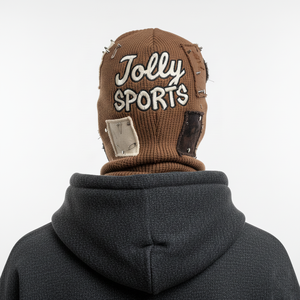 Pasamontañas de Invierno para Hombre, 280 GSM, Tejido de Punto Acanalado Grueso, Algodón y Poliéster, Estilo de Paneles Múltiples con Parches, Logotipo Personalizado - Product Image 2