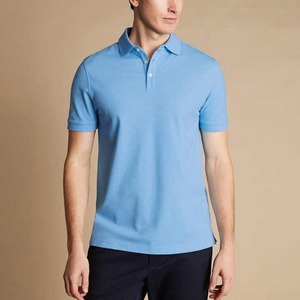 Logotipo bordado personalizado Verano Slim-Fit Polo de alta calidad Azul cielo Manga corta Cool Tallas grandes Camisa de golf sin costuras para hombres - Product Image 1