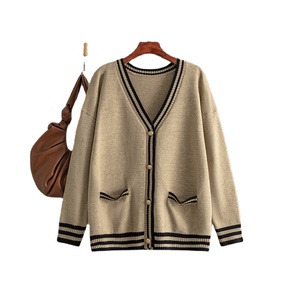 Cárdigan de Punto con Cuello en V, Manga Larga, Estampado, Transpirable y Antiarrugas para Mujer, Otoño/Invierno - Product Image 5