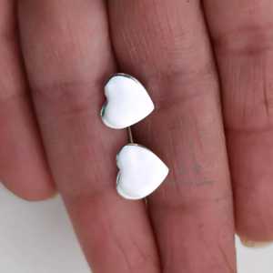 Dainty 925 Sterling Silver Heart Stud <b>Earrings</b> Elegant Tiny Pear Cut Diamond Minimalist <b>Posts</b> Delicate Gift for Her - Product Image 4