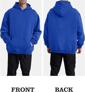 Sweat-shirts décontractés pour hommes en polyester/coton polaire, couleur unie, coupe régulière avec poche, écologiques, séchage rapide, respirants - Product Image 6