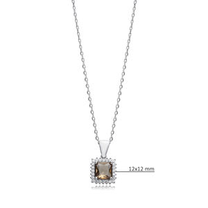 Coussin Coupe Sultanite CZ Halo Charme Collier 925 Sterling Silver Turc Bijoux Faits À La Main Couleur Changeante Gem En Gros Disponible - Product Image 2