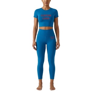 Ensemble 2 pièces de leggings de yoga taille haute pour femmes, style streetwear et activewear, respirant et à séchage rapide, idéal pour l'entraînement, la gym et le fitness. - Product Image 2