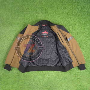 Chaquetas de moto estilo bomber de tela para hombre, para motocross y motociclistas urbanos, con parches de seguridad de cuero vacuno genuino. - Product Image 5