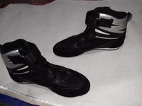 Baskets montantes noires et or en polyester métallisé pour hommes – Chaussures de mode