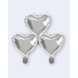 <b>Silver</b> Heart Foil <b>Balloons</b> 10in Party Decorations 12 pcs Bag - Product Image 1