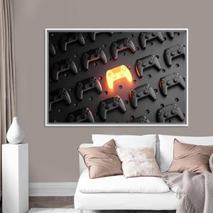 Lienzo Impreso: Arte de Control de Videojuegos en 3D para Decoración de Habitación de Jugadores, Lienzo con Marco Blanco - Product Image 1