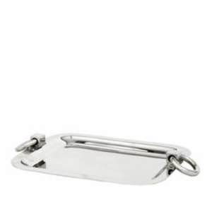 Bandeja moderna de acero inoxidable con diseño minimalista funcional de madera y metal para varios interiores - Product Image 2