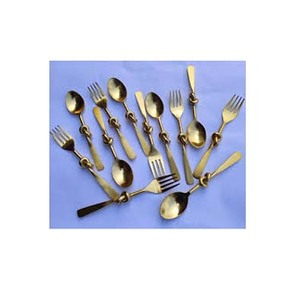 Vaisselle Design Moderne Laiton Or Poli Avec Nœud Moyen Poignée Couverts Set de Coutellerie - Product Image 1