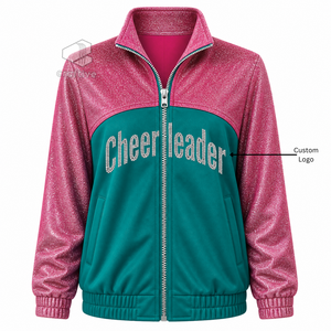 Fashion Glitter PU Cheer Girls <b>Dance</b> Practice Warm Up Set Custom Rhinestone Competition Team Jacket And <b>Pants</b> For Cheerleaders - Product Image 1