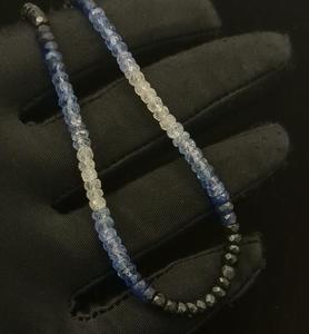 สร้อยคอเงินสีฟ้าแซฟไฟร์สี92.5ลูกปัดเหลี่ยมเพชรพลอยออมเบรของขวัญเครื่องประดับคริสต์มาส - Product Image 6