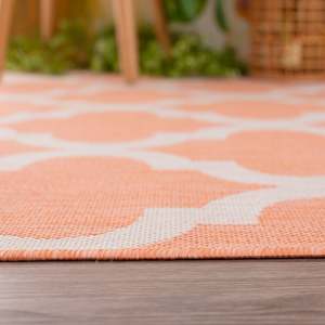 <b>Outdoor</b> Reversible Polypropylene <b>Rug</b> Machine Made Washable Modern Carpet for Travel Orange - Product Image 4