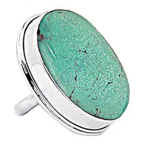Anillo de Cóctel Turquesa Art Palace para Mujer, Plata 925 con Engaste de Bisel, Estilo Bohemia, Joyería de Uso Diario de la India (Rajasthan) - Product Image 3