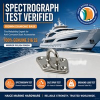 Anneau en D en acier inoxydable 316 avec base diamantée de 100 mm (4 pouces) pour bateau, yacht, quincaillerie marine
