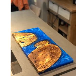 Plateau de service unique en bois et résine avec fusion de résine et d'agate, spécial Ramadan - Product Image 4