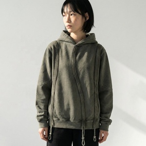 Wholesale Trendy Distressed Rough Patches Hoodie Vintage Casual Unisex <b>Sweatshirt</b> for Retail and Bulk Cotton Pullover Hoodies - Product Image 5