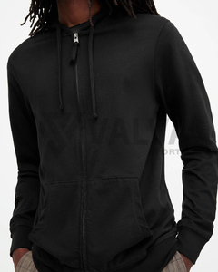 Sweat à capuche zippé respirant en molleton thermique 100 % coton de qualité supérieure, coupe classique, brodé, motif uni imprimé, printemps, prix bas - Product Image 4