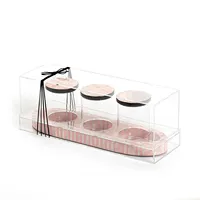 Ensemble d'incrustation en mosaïque mère de perle élégante, ensemble de 3 pots de rangement en verre à épices avec couvercle en acrylique