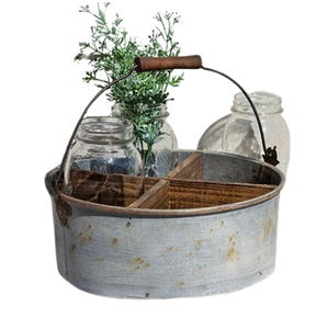 Nuevo diseño Caddy Galvanizado Metal Cubiertos Almacenamiento Caddy Utensilio Galvanizado Cubiertos Vintage Galvanizado Acabado Caddy Vintage - Product Image 3