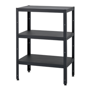 3-tier metal storage <b>shelf</b> freestanding industrial <b>rack</b> rectangle black tools organizer garage use utility <b>rack</b> - Product Image 5