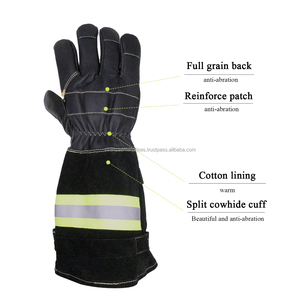 Long 40CM Factory-Supply Double gants de pompier en cuir de vachette Fonction anti-coupure Pompier et pompier Utilisation - Product Image 5