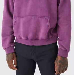 Men's Winter Solid Color Hoodie with Silk Screen Printing Acid Wash Custom Logo Colors-High Quality Streetwear Reasonable Price - Product Image 6
