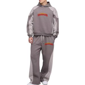 Haute qualité 100% coton 400 GSM survêtements personnalisés lourds sérigraphiés logo pull surdimensionné à capuche et Baggy Joggers ensemble - Product Image 1