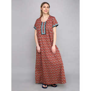 Vestido de Dormir Casual de Algodón para Mujer Evolve, Camisón Largo con Cintura Elástica, Tela Suave Tejida para Familias - Product Image 6