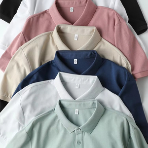 Polo pour homme 100% coton, coupe ajustée décontractée, manches longues, design basique uni à rayures, taille 5XL - Vente en gros directe d'usine - Product Image 2