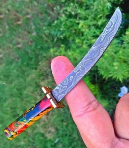 Handmade Custom Mini Damascus Steel Chef Knife High Quality Forged Stainless Steel with Resin <b>Sheet</b> Handle - Product Image 5