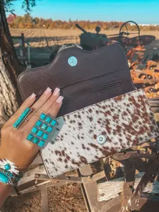 Elegant Women's Genuine Leather Vintage Fashion RFID Blocking Trifold <b>Wallet</b> with Matching Western Style Clutch - Product Image 3