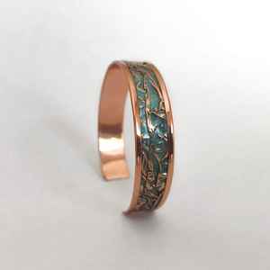 Brazalete de cobre puro hecho a mano Brazalete ajustable Hecho a mano en - Product Image 3