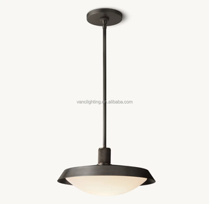 Suspension industrielle en laiton à hauteur réglable pour chambre à coucher, avec abat-jour en verre dépoli - Product Image 2