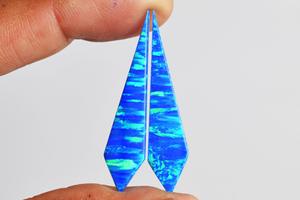 Piedra Preciosa de Alta Calidad con Forma Elegante, 6 CTW, Cabujón de 39x8x2.5 MM, para Fabricación de Joyas, Par de Gemas Creadas en Laboratorio, Hechas a Mano - Product Image 3