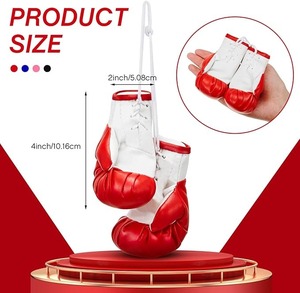 <b>Mini</b> Leather Boxing Gloves Keychain with Laced Wrist Car Promotional Hanging Keyring for <b>Gifts</b> and <b>Bag</b> Decor - Product Image 2