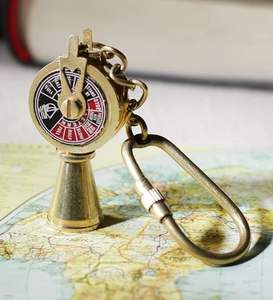 Vintage Brass Ship Wheel Keychain Handcrafted Nautical <b>Keyring</b> Maritime Travel Gift - Product Image 3