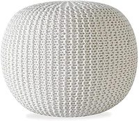 Pouf rond ottoman en tricot torsadé, fait main, style bohème, pour appartement, maison de campagne, repose-pieds, salon, chambre d'enfant, hôtel (18" x 14")